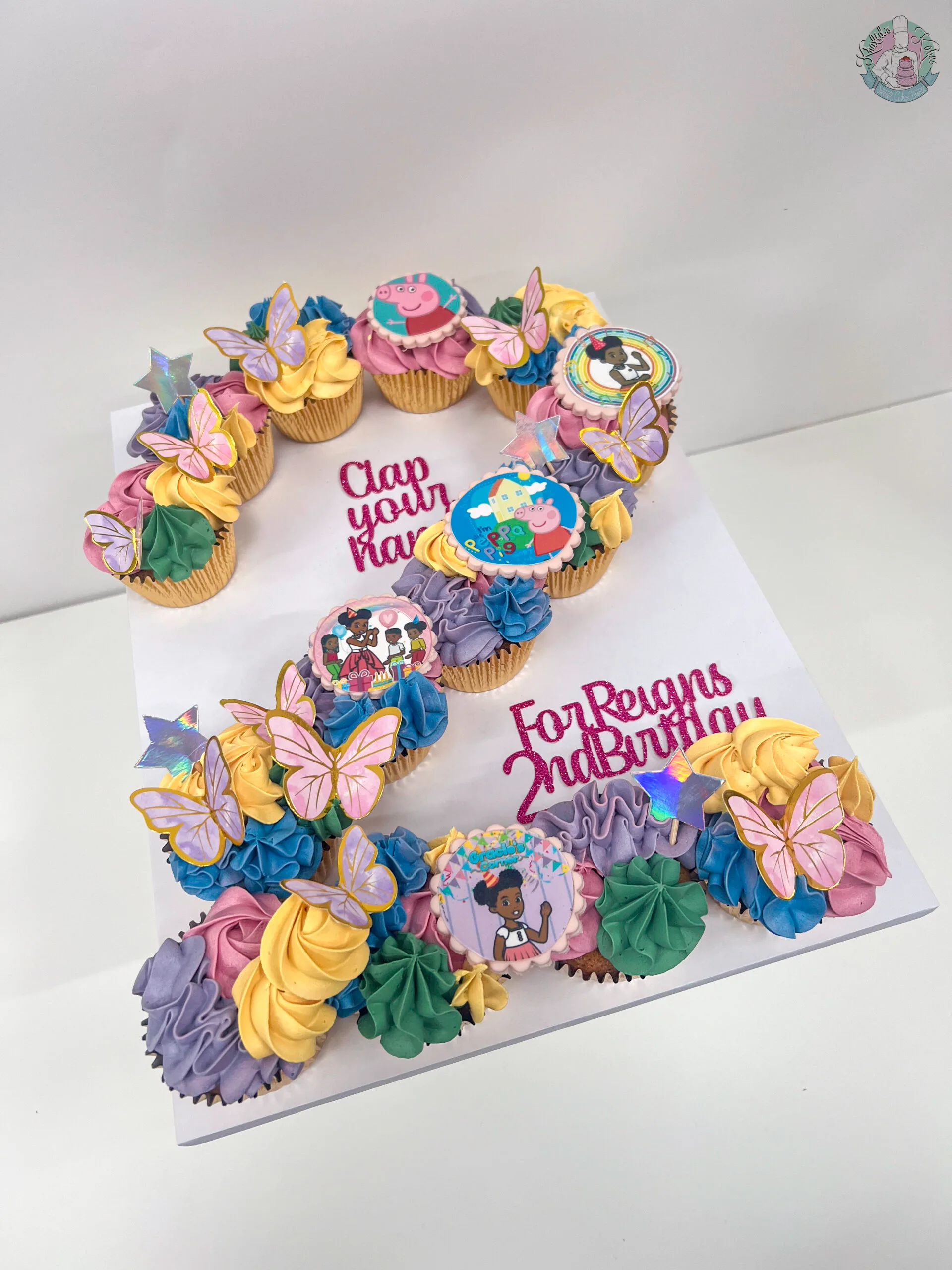 Number cupcake platter Birmingham — cupcakes arranged as a number, handmade by Khalid’s Kakes