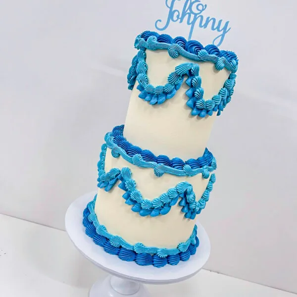 Shop 103 Vintage Piped Wedding Cake Birmingham — tiered cake with traditional piping, two textures and gold, silver or rose gold leaf accents.