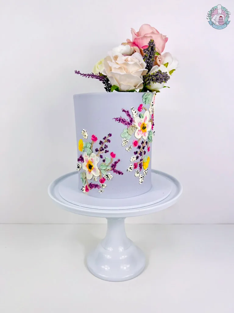 hand-painted floral cake