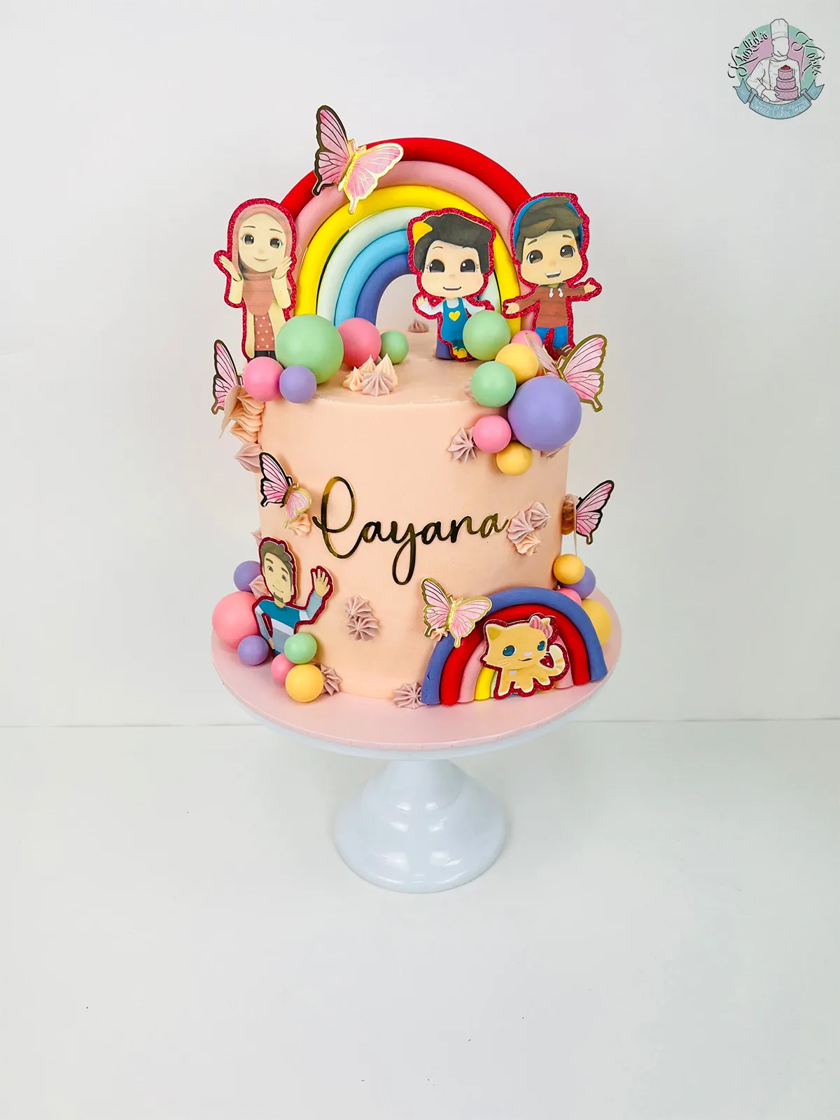 Omar and Hana Cake Birmingham — children’s birthday cake with Omar and Hana in bright colours.