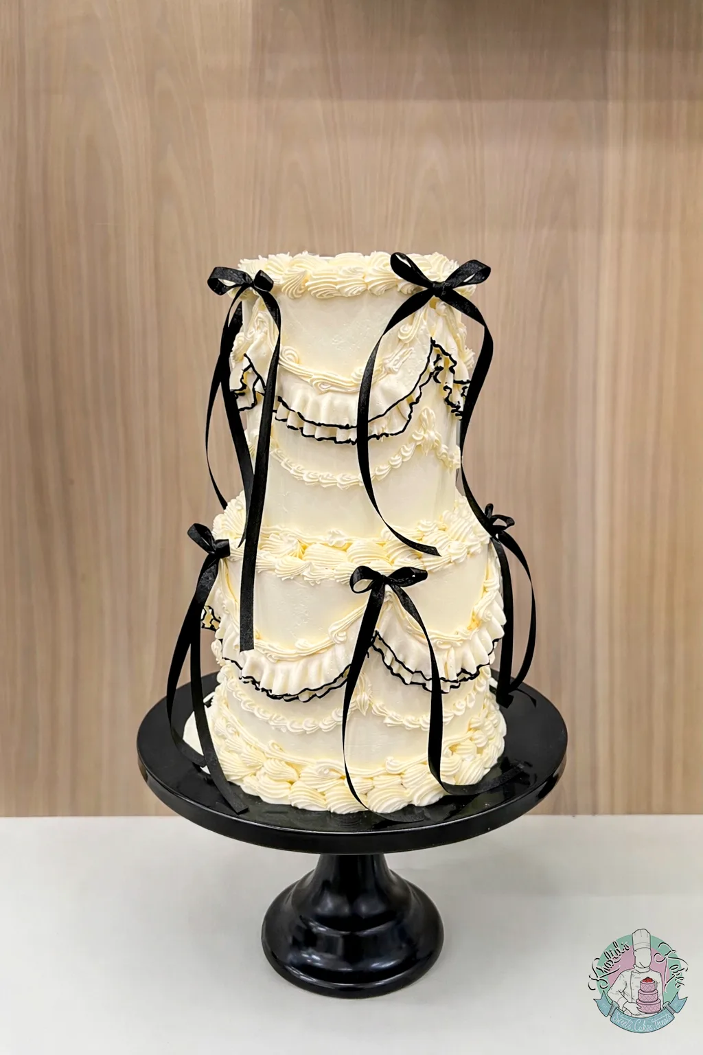 Vintage Piped Wedding Cake Birmingham, an elegant multi-tier cake with traditional piped buttercream, handmade by Khalids Kakes