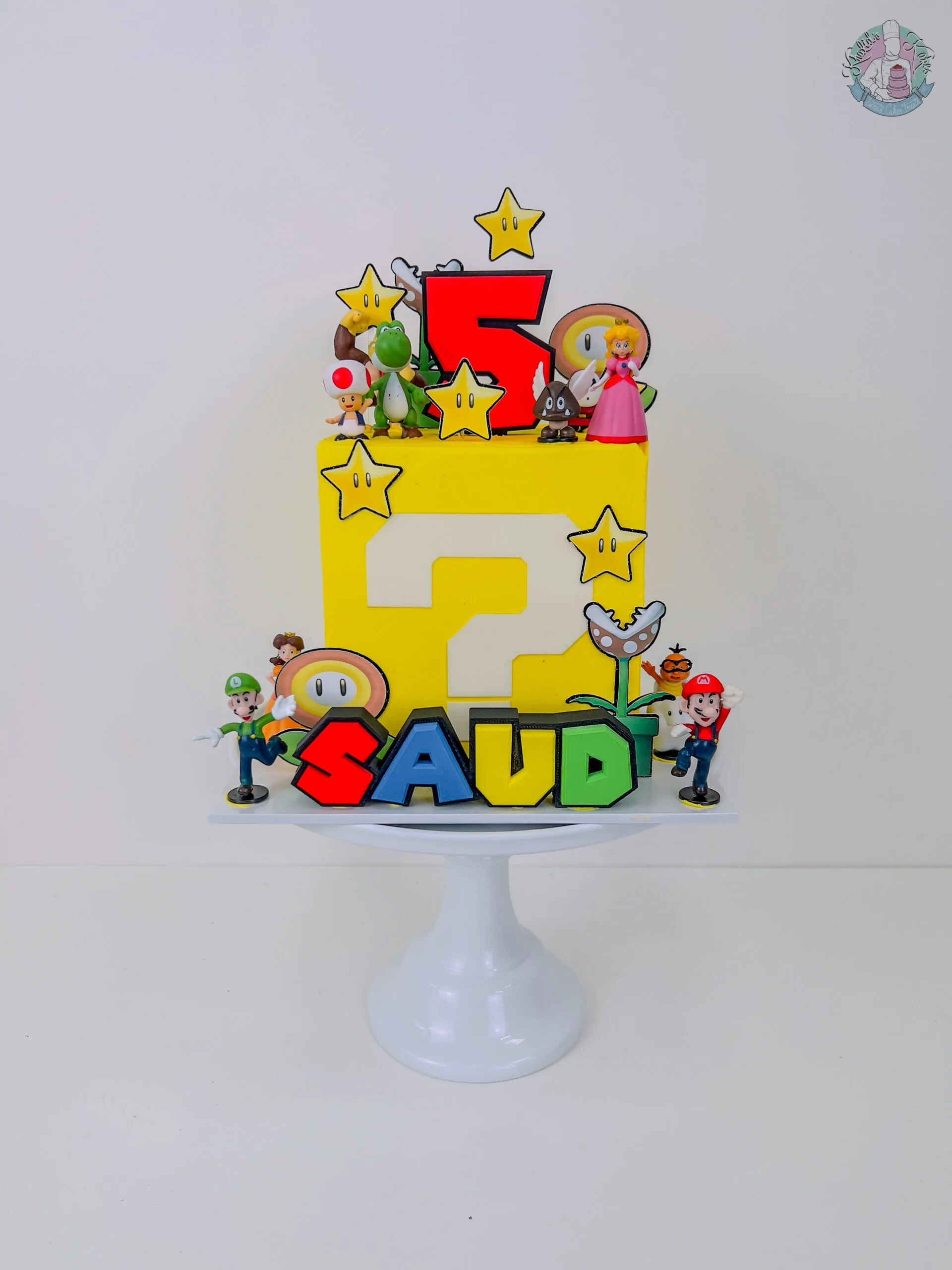Super Mario Cake Birmingham — children’s birthday cake with warp pipes, coins and stars.