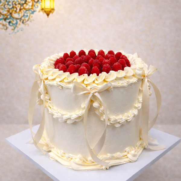 vintage raspberry Eid cake