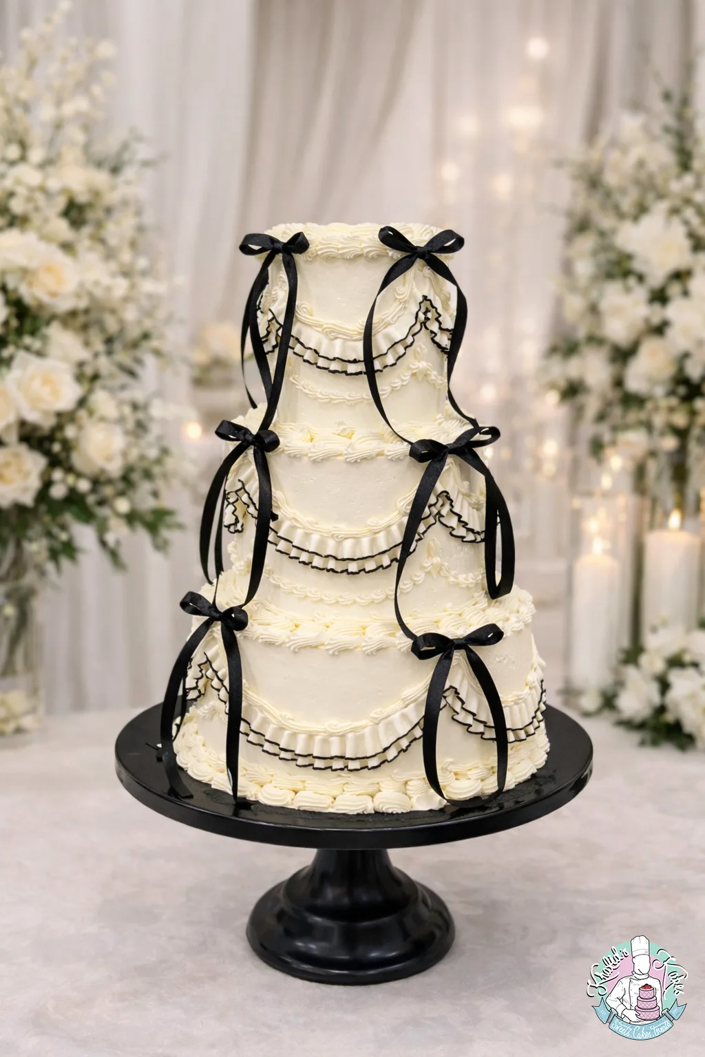 Vintage piped wedding cake 2