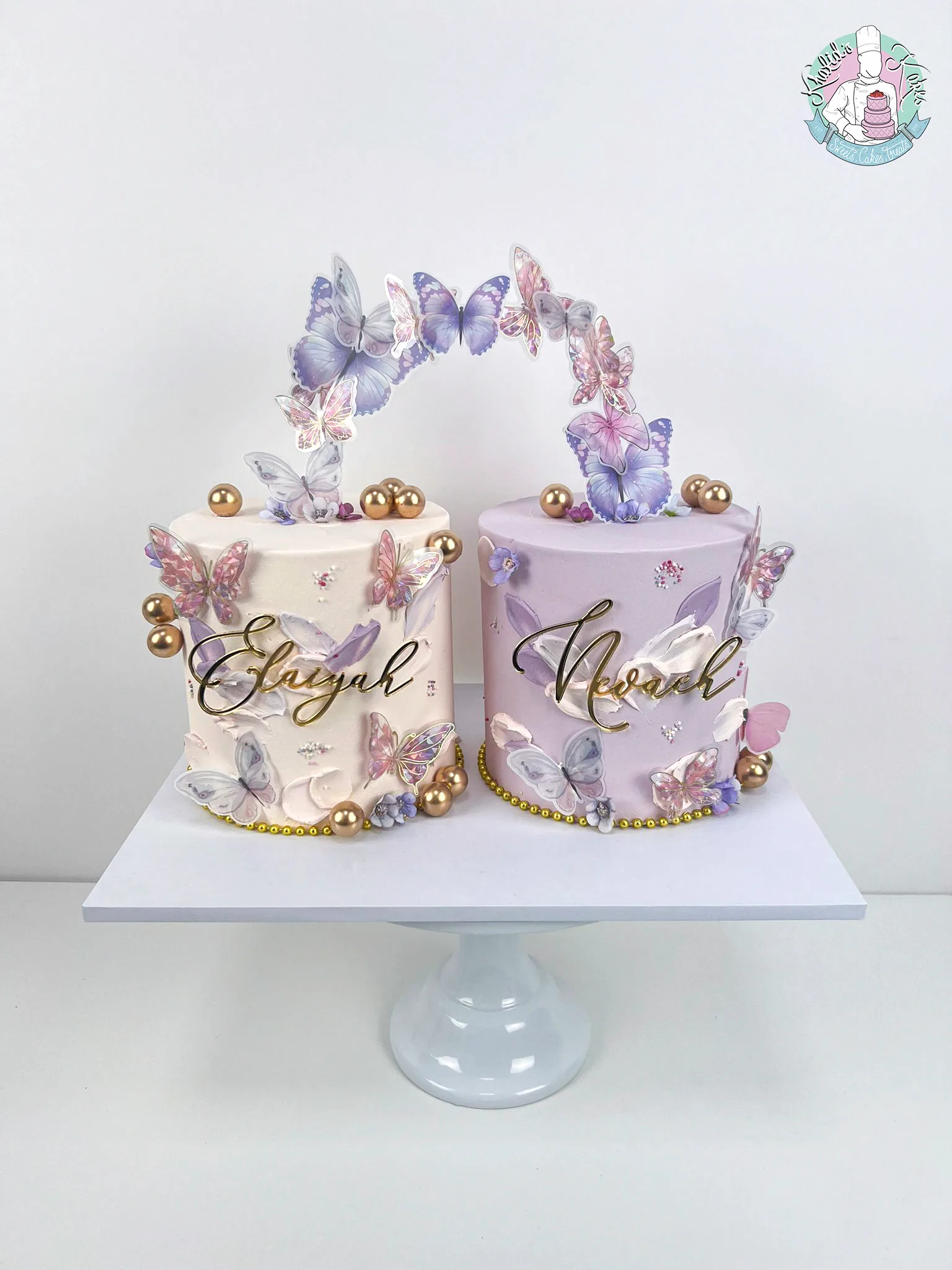 Butterfly Cake Birmingham — children’s birthday cake with colourful butterflies and blooms for a joint birthday.