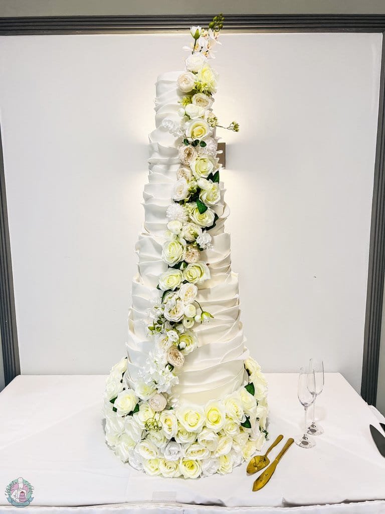Summer Wedding Cakes: Fondant vs Buttercream — And Why It Doesn't Matter With Khalid's Kakes 3 summer wedding cake buttercream Birmingham — fondant 6 tier ruffle wedding cake showstopper by Khalids Kakes