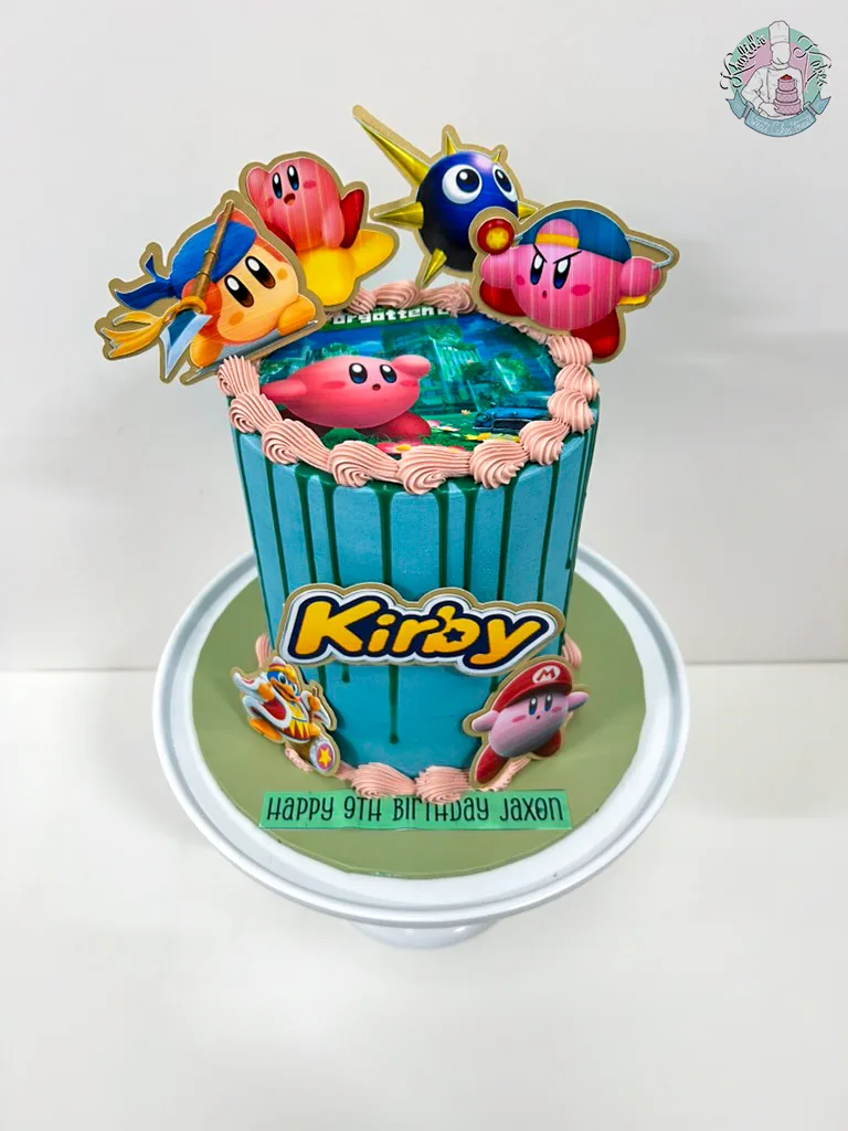 Photo Drip Cake Birmingham — drip cake with an edible photo topper, handmade by Khalid's Kakes