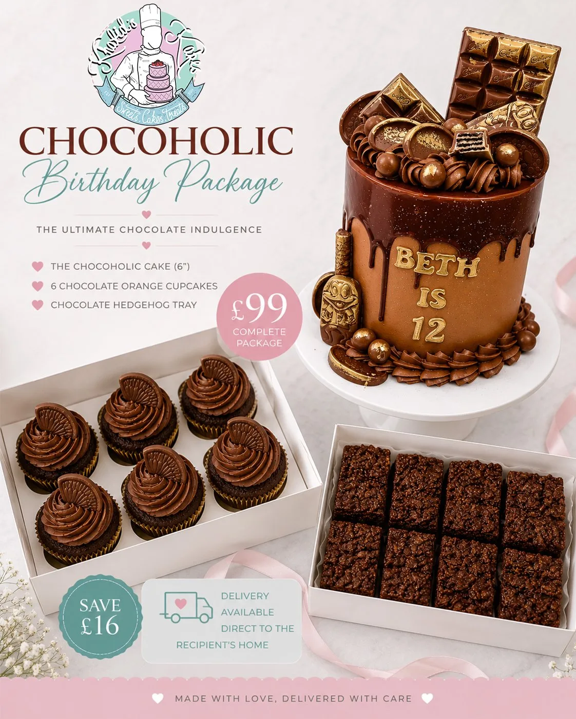 Pink Bow & Heart Cake Package – Khalids Kakes Birmingham