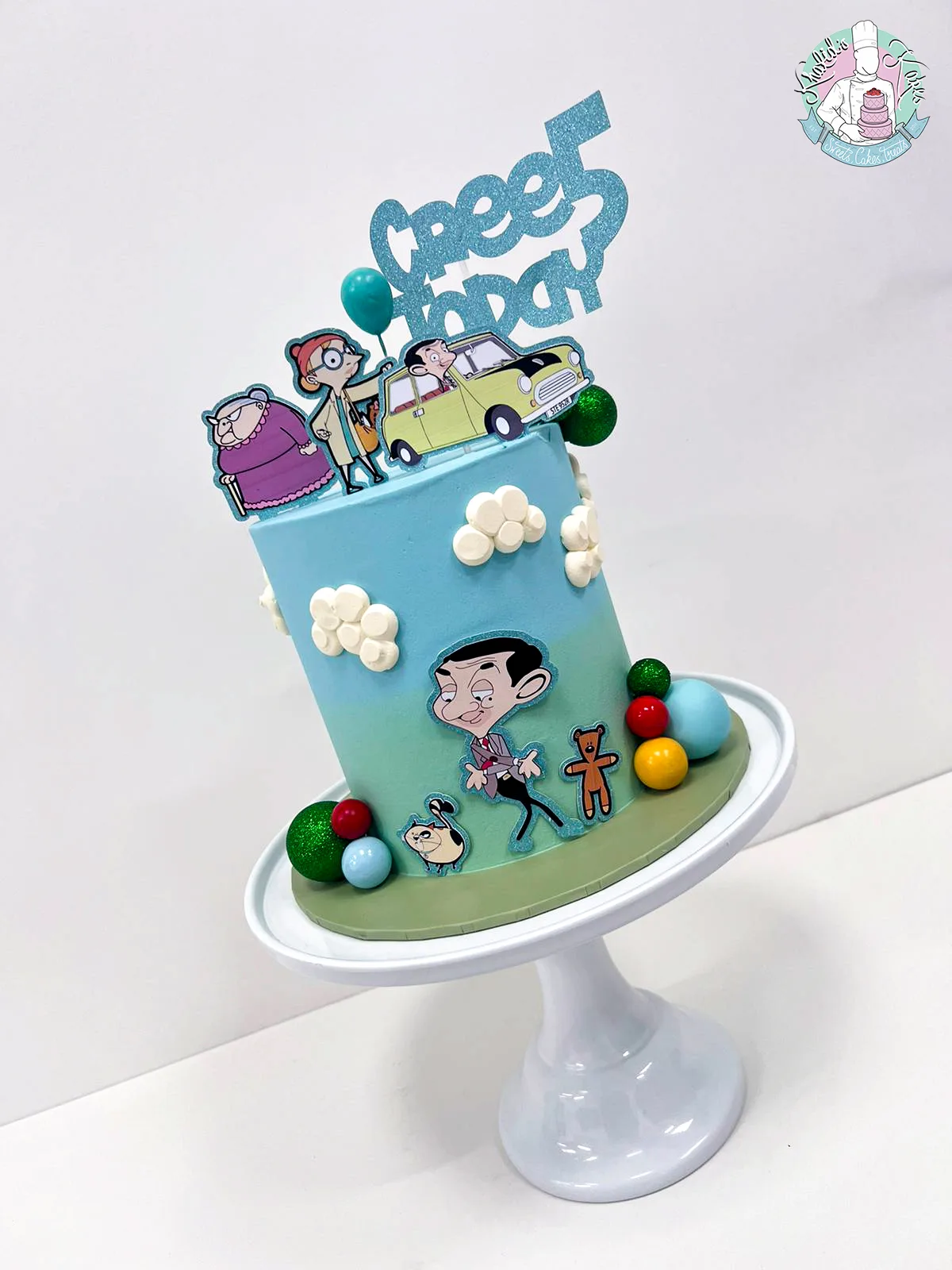 Mr Bean Cake Birmingham — children’s birthday cake with Mr Bean and his little Teddy.