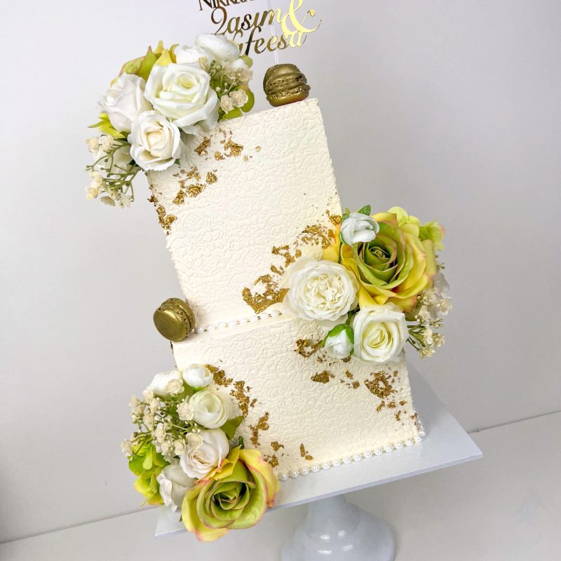 Square Stencil Wedding Cake