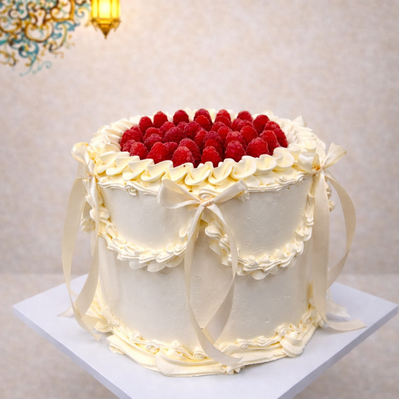 vintage raspberry Eid cake
