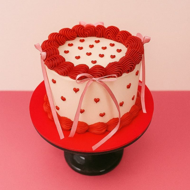Mini sweetheart ribbon cake