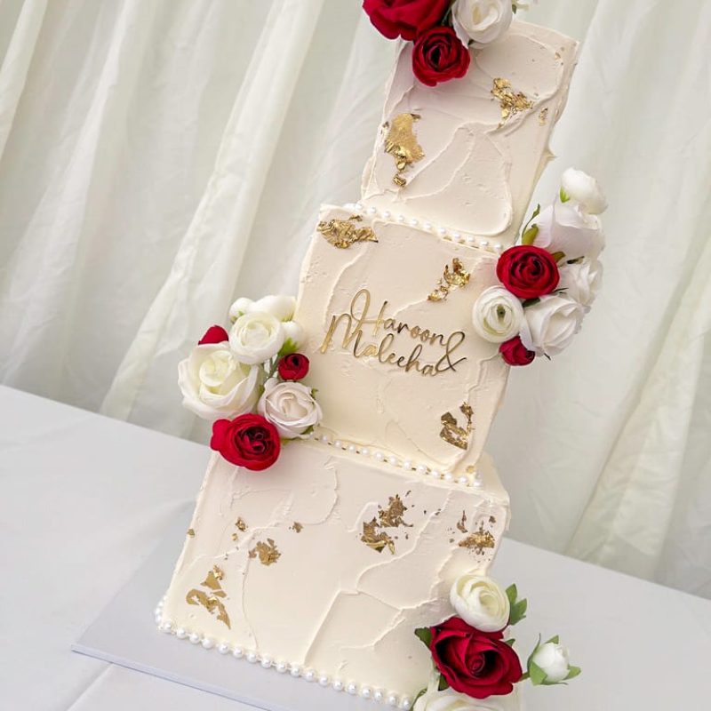 Square Textured Wedding Cake