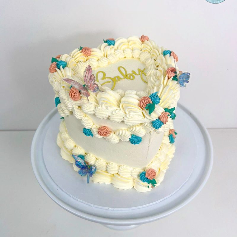 Gender Reveal Heart Cake