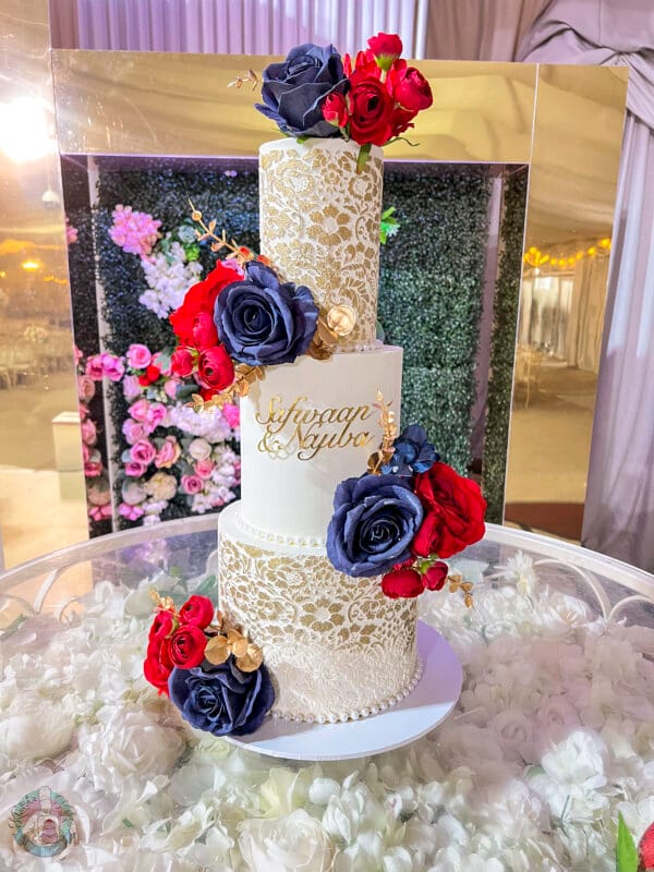 Gold Stencil Wedding Cake