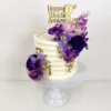 Bevelled Floral Cake - Purple Florals