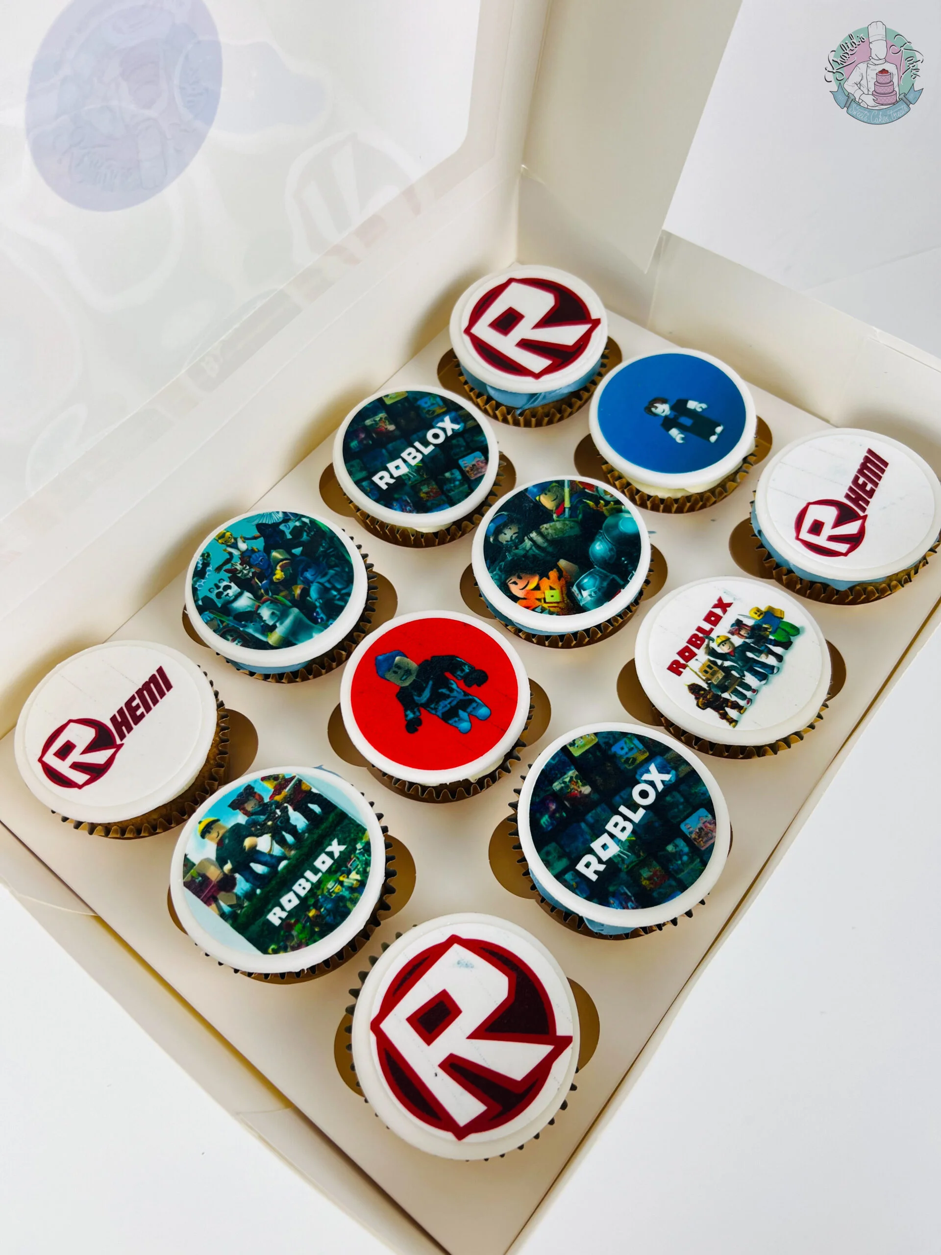 Photo Cupcakes Birmingham, a box of 12 personalised cupcakes topped with edible photo prints, handmade by Khalids Kakes